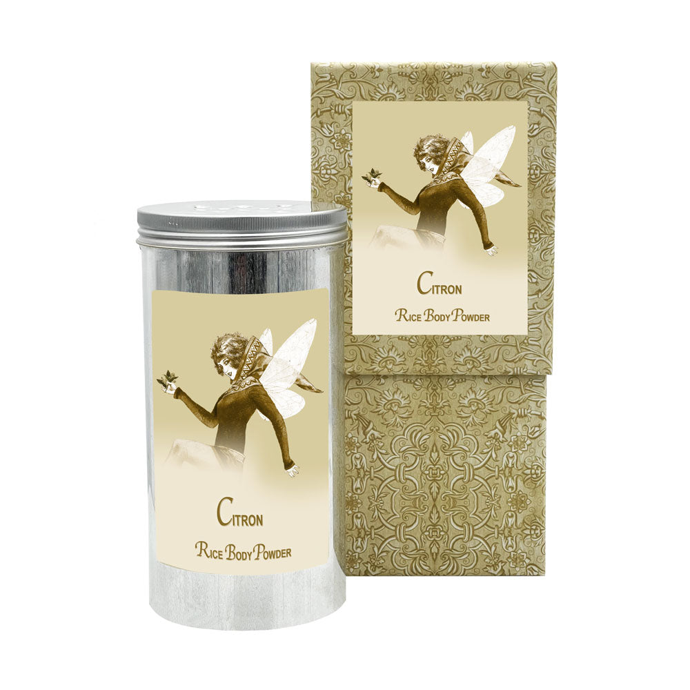 Citron Rice Body Powder in an Aluminum Canister