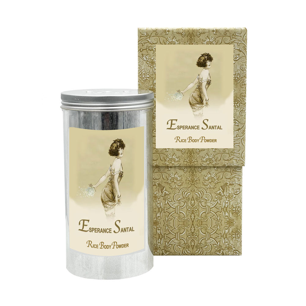 Esperance Santal Rice Body Powder in an Aluminum Canister