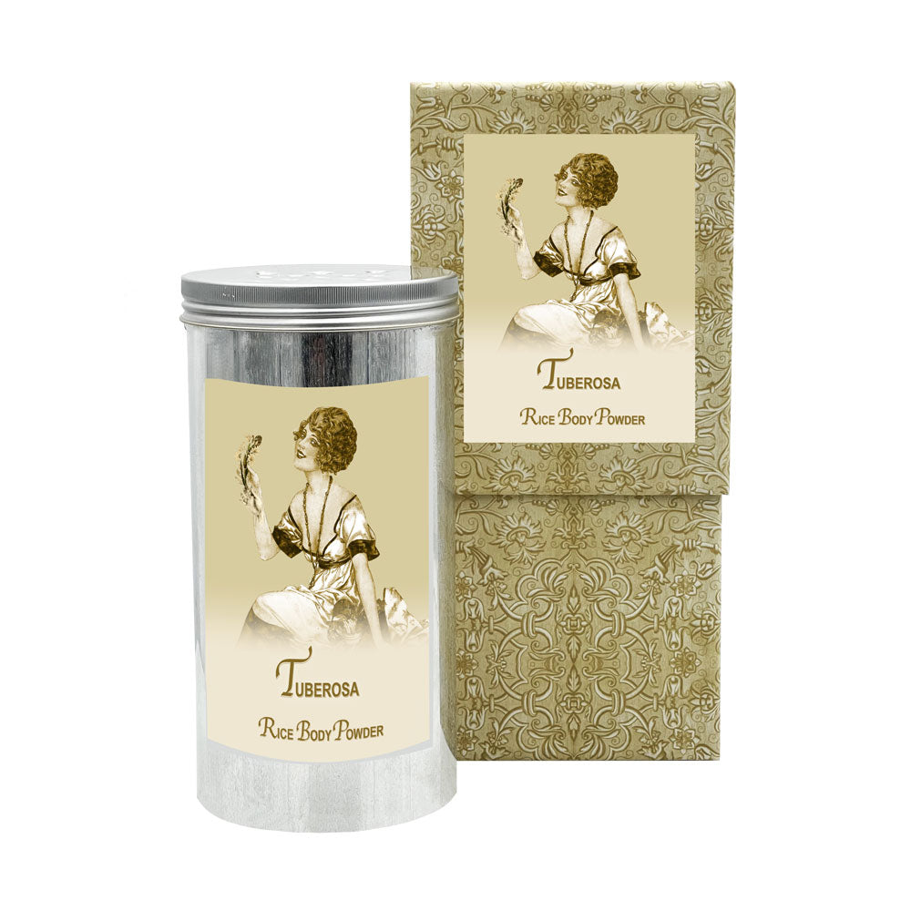 Tuberosa Rice Body Powder in an Aluminum Canister